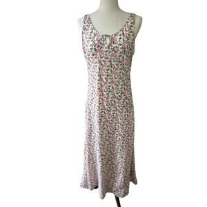 Anokhi PINK Floral 100% Cotton Slip Dress Maxi Hand Block Print Size Small India